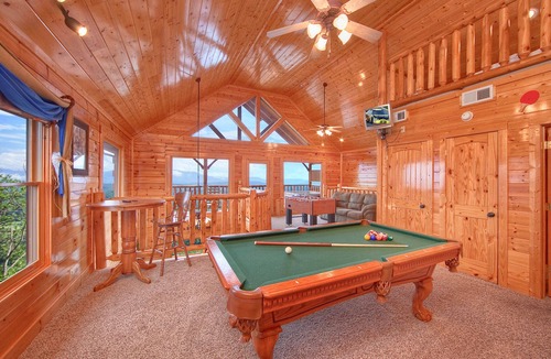 Sevierville Cabin | Endless Views: Amazing Views + Hot Tub + Pool Table