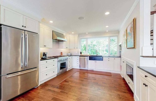 Yarmouth Port House | Luxe lakefront home on Follins Pond with private beach, amazing decks & yard
