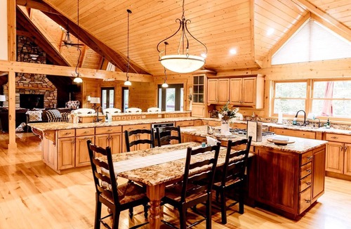 Mays Cabin | Luxurious Cabin Retreat with Heated Pool and Scenic Creek Views in Wayne Township, IN