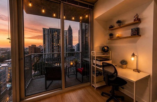 North Decatur Apartment | Midtown Atlanta 1BR Skyline Balcony Corner Condo by Piedmont Park | Luxe Pad