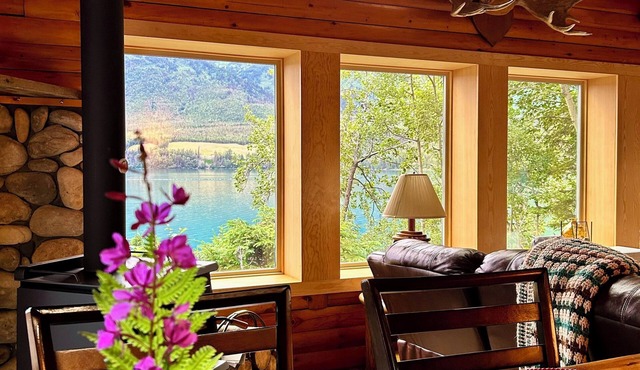 Beautiful View from our Lakefront Log Cabin