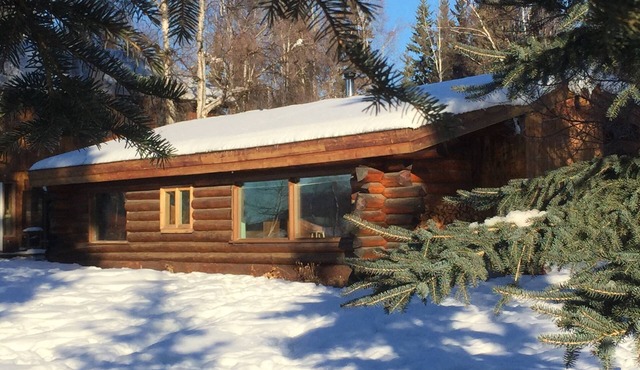 Cozy two bedroom log cabin on the Chena River near town.