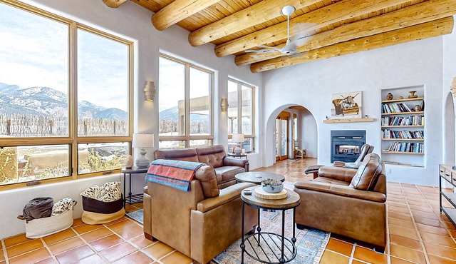 Dog-friendly villa & studio with mountain view, hot tub, roof deck, & EV charger