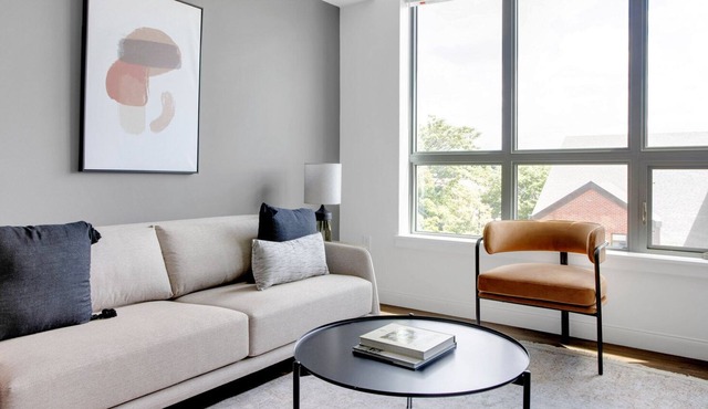 Luxe Newton 1BR w/ W/D, nr Newtonville Train, by Blueground