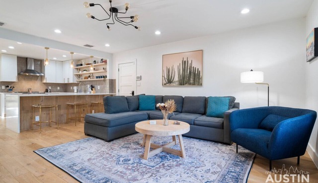 Pet-Friendly Westgate MidMod w Yard, EV, Firepit, Near Austin Fun & Food!