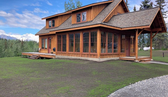 Spectacular mountain and glacier views at Donaho House.