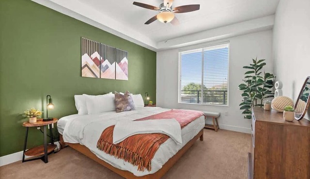 Modern Downtown 2BR 2BA Near Delta Center with Fire Pit, BBQ, and City Views