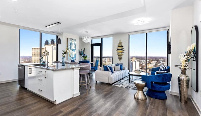 Azure Heights: 21st Floor Designer Condo | Walk to FIFA, Skyline Views